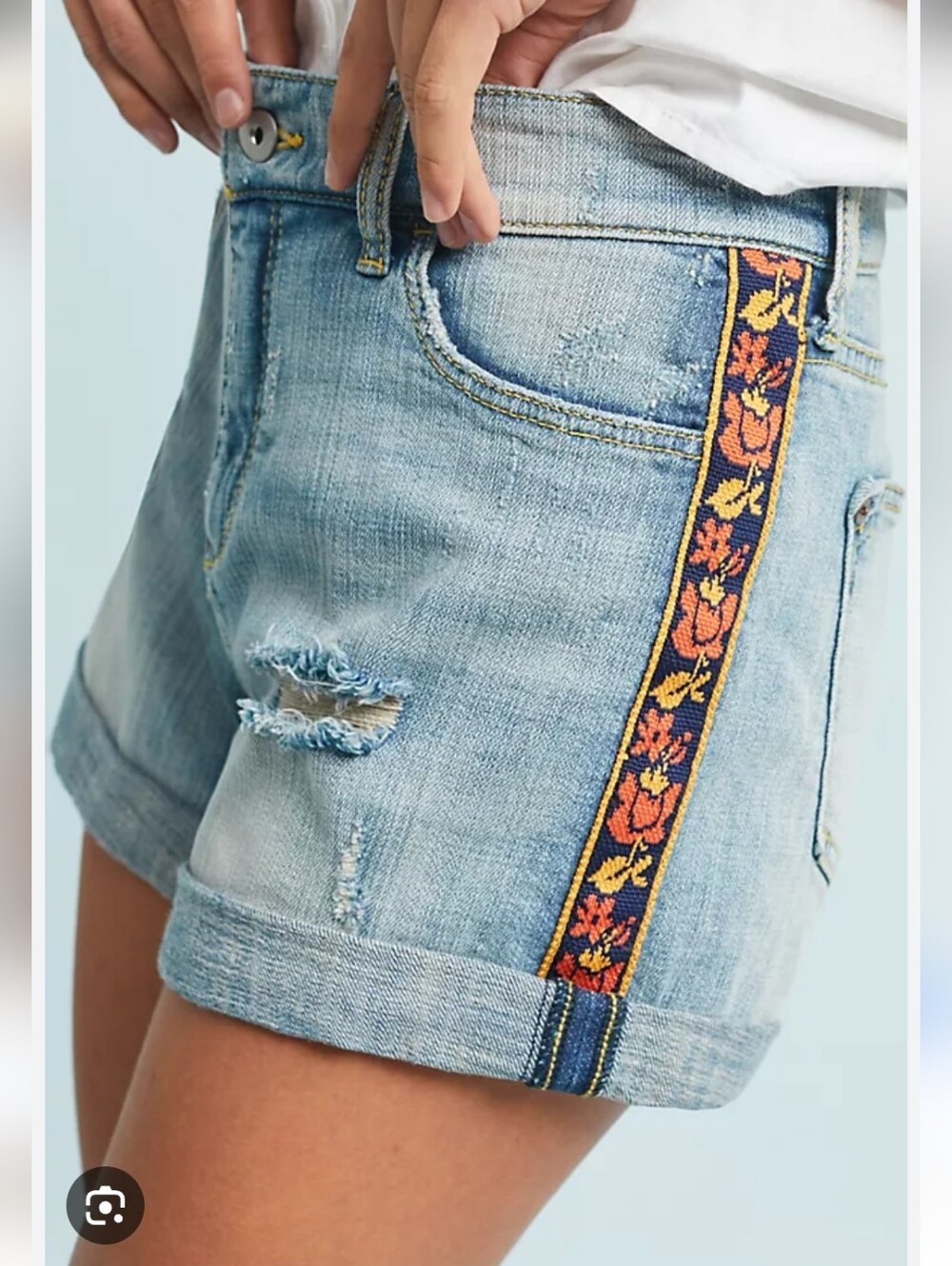 Anthropologie Pilcro Mid Rise Slim Boyfriend Denim Shorts